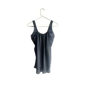 Lululemon Athletic Yoga Runtimes Tank Top Round Neck Sleeves Black Grey Size 6